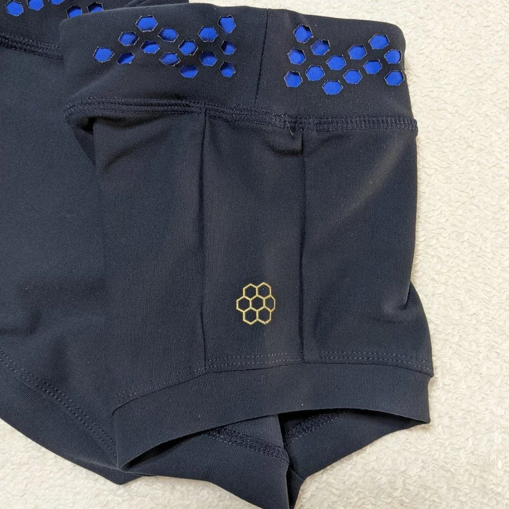 Honeycut Girls' Black Dance Shorts with Blue Accent